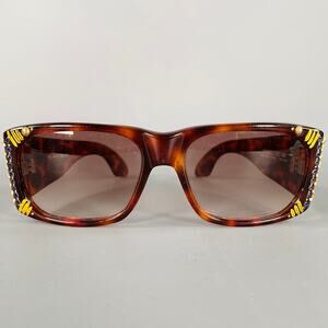 EMMANUELLE KHANH Brown Multicolour Studded Acetate Sunglasses